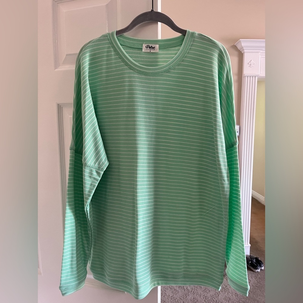 Pulse Mint Green Striped Top- Super Stretchy NWOT